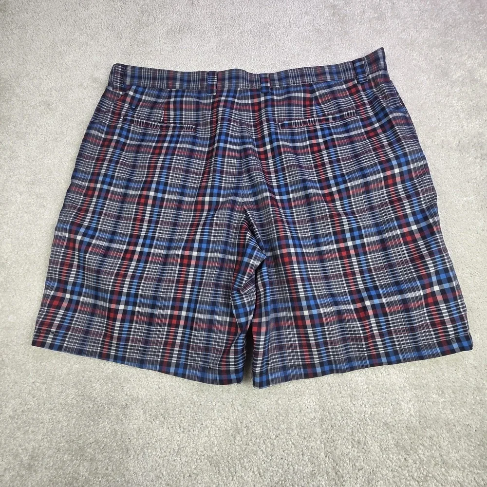 Calaway Performance Plaid Golf Shorts 40x8 Red White Blue Lightweight Quick Dry
